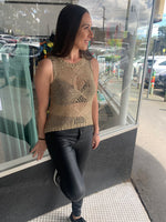 Gold Foil Sleeveless Top - Metallic Gold