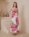 Zahra Maxi Dress - White/Pink Floral