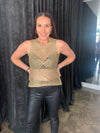 Gold Foil Sleeveless Top - Metallic Gold