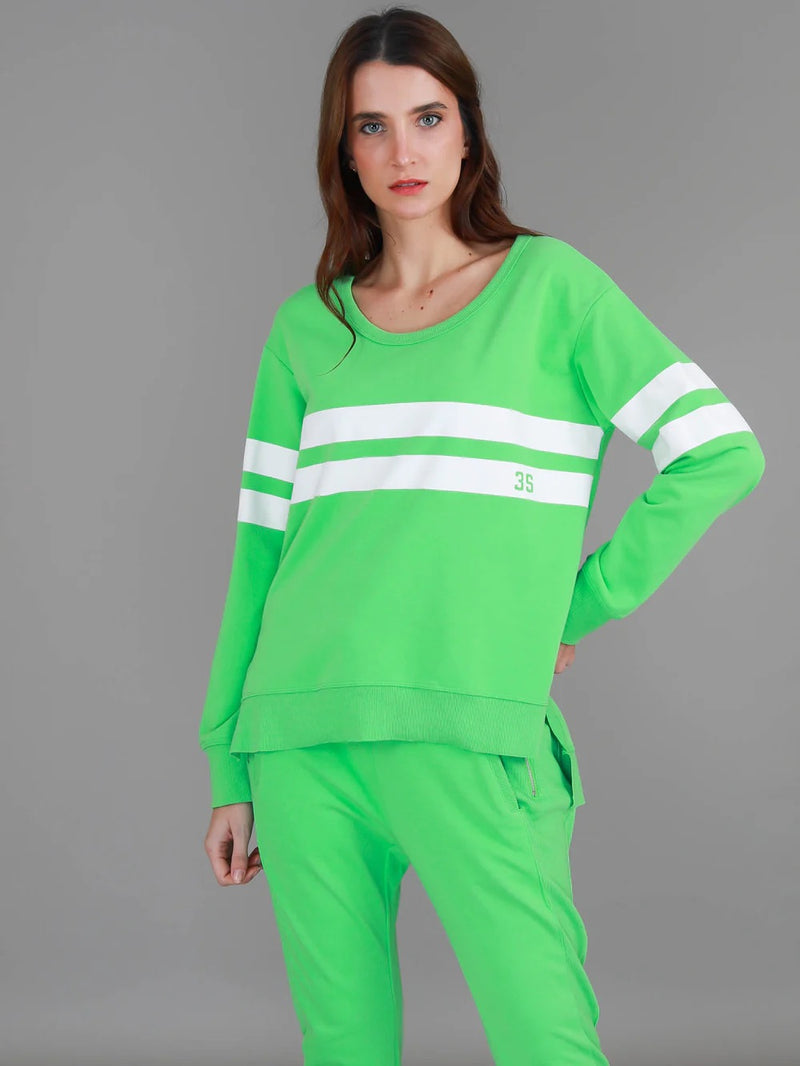 Theresa Two Stripe Sweater - Apple Green