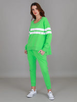 Theresa Two Stripe Sweater - Apple Green