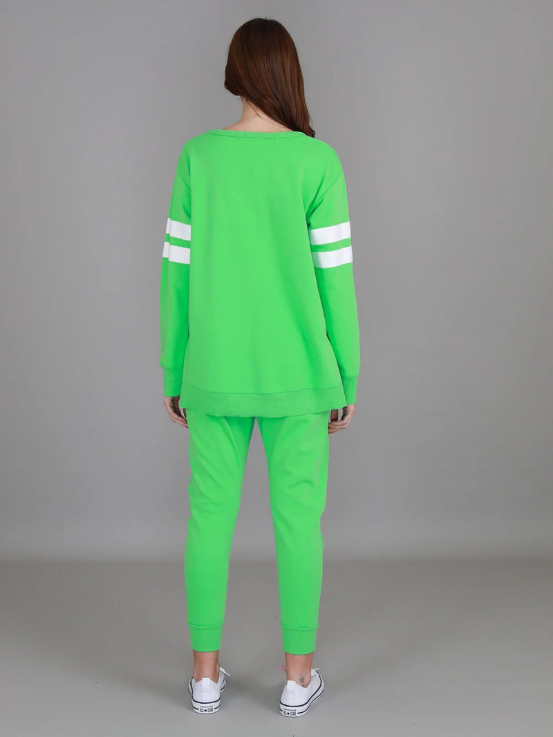 Theresa Two Stripe Sweater - Apple Green