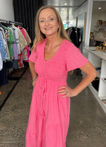 Shirred Maxi Dress - Pink