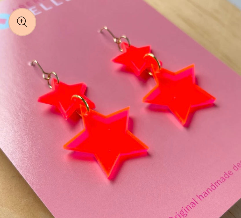 Stars//Acrylics//005//Neon Red & Transparent Red - Red