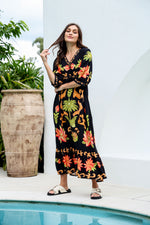 Spritz Maxi Dress - Black/Orange