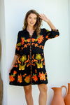 Spritz Short Dress - Black/Orange