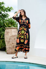 Spritz Maxi Dress - Black/Orange