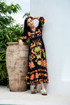 Spritz Maxi Dress - Black/Orange