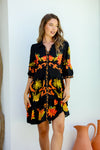 Spritz Short Dress - Black/Orange