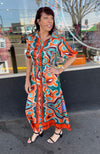 Isis Dress - Orange/Aqua