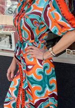 Isis Dress - Orange/Aqua