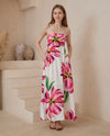 Zahra Maxi Dress - White/Pink Floral