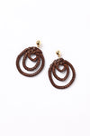 3 Hoop Drop Earrings - Brown