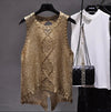 Gold Foil Sleeveless Top - Metallic Gold