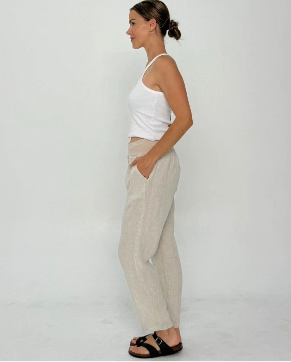 Effie Linen Pant - Beige