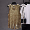 Gold Foil Sleeveless Top - Metallic Gold