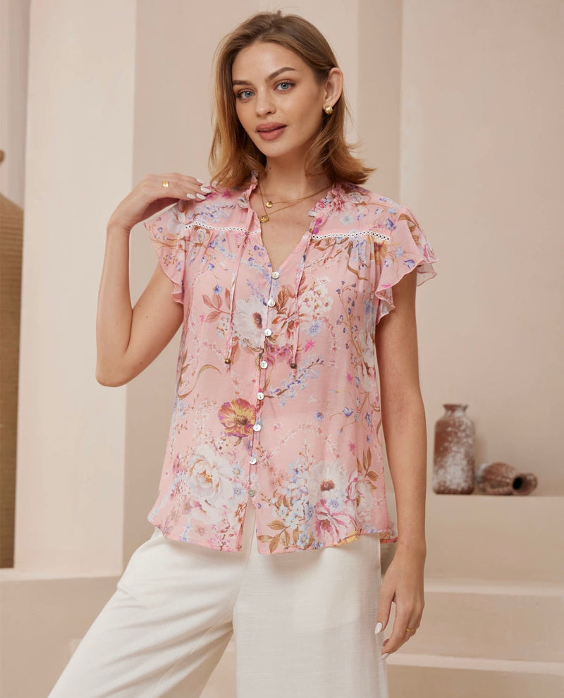 Abbey Top - Pink Floral